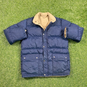 Parka azul vintage com botões, jaqueta tamanho grande l 80s 1980s, qualidade, quente, caça, inverno, moda, casaco puff, caminhada