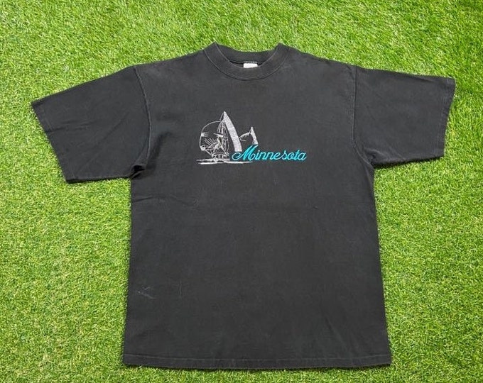 Vintage Minnesota T Shirt Tee Delta Made USA Size Large L Twin Cities St Paul Minneapolis Timberwolves Vikings Twins 1990s 90s