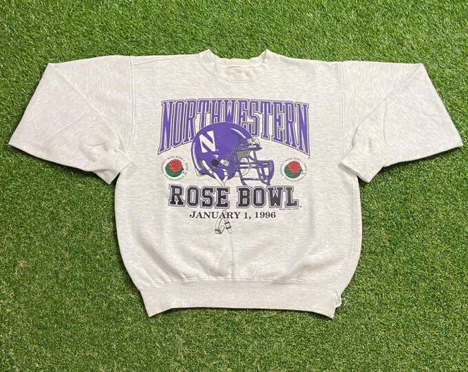 Vintage University of Northwestern Wildcats Crewneck Sweatshirt Size Medium M NCAA College Basketball Classic 1996 Rose Bowl Pull Over 90s