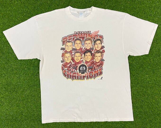 Vintage Detroit Red Wings Stanley Cup Champions T Shirt Tee Delta XXL NHL 1990s 90s Hockey Michigan