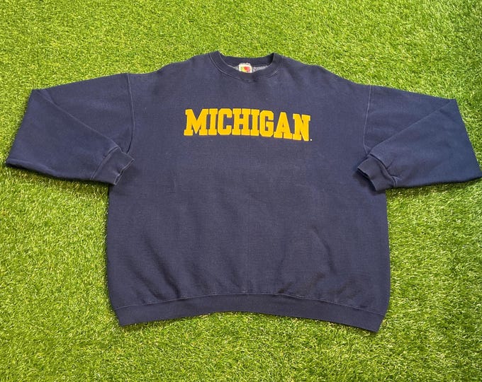Vintage University of Michigan Wolverines Crewneck Sweatshirt Size XXL 2XL NCAA College Football Detroit Big House 1990s 90s Pull Over