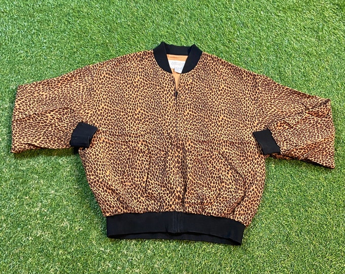Vintage Cheetah Print Jacket Sunny Leigh Size Medium M Multicolor Quality Great Fit Classic Artsy Fashion 1980s 80s