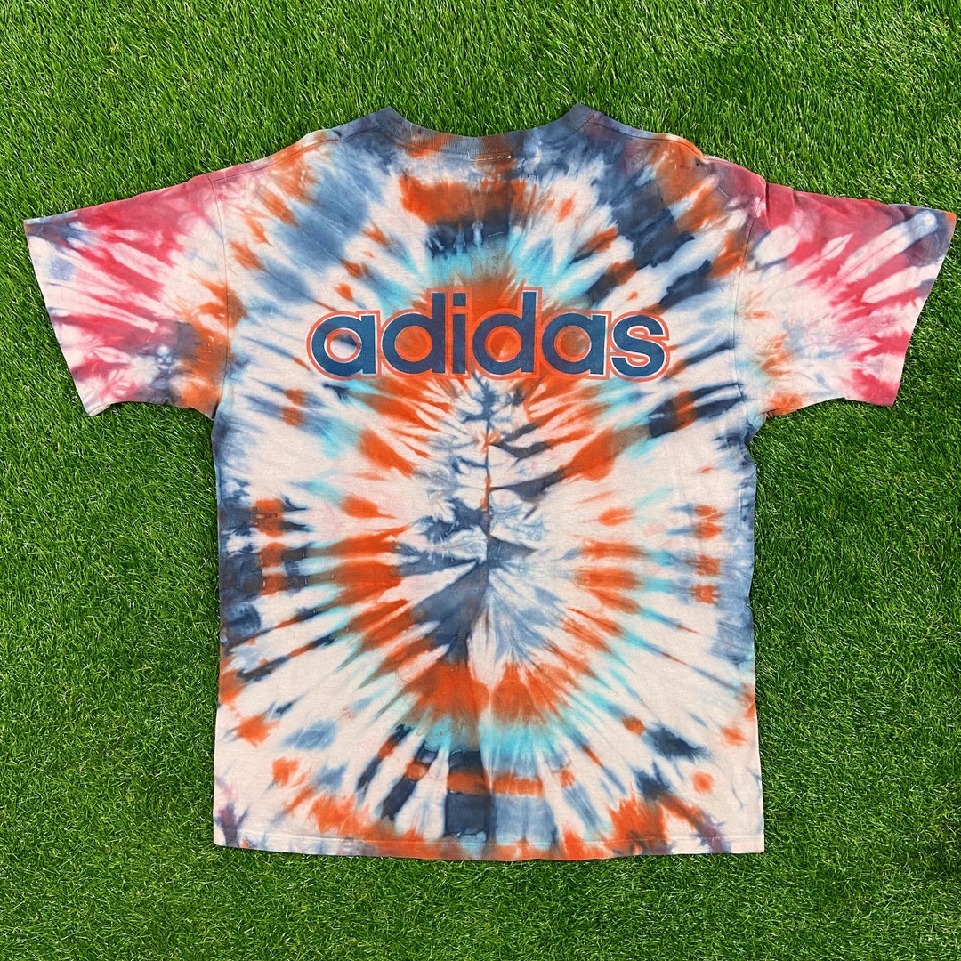 Vintage Adidas Tie Dye Custom 1980s All Over Print Shirt Large Three Stripes RARE 80s Sportswear Colorful Single Stitch Etsy