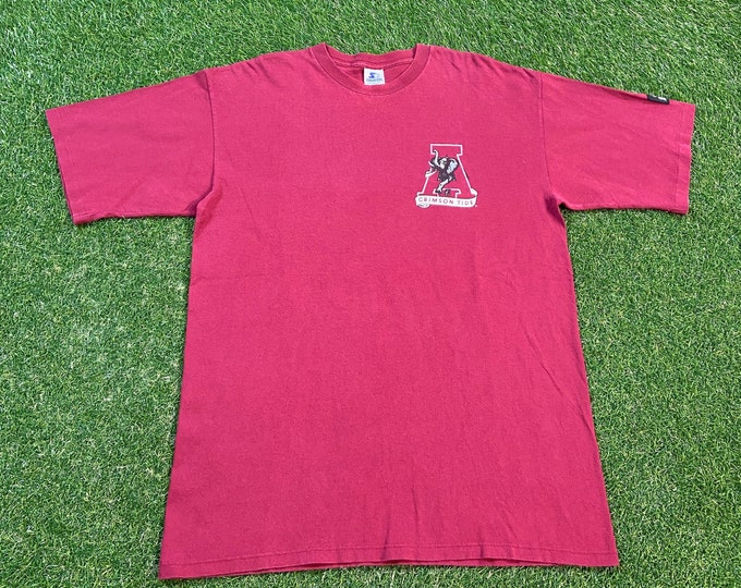 Vintage University of Alabama Crimson Tide T Shirt Tee Starter Made USA Size Large L NCAA College Football 1990s 90s Roll Tide
