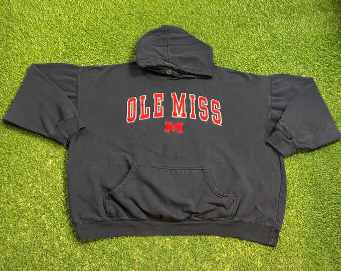 Vintage University of Mississippi Ole Miss Hoodie Sweatshirt Size XXL 2XL NCAA College Football Eli Manning 1990s 90s Pull Over Oversized