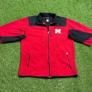 Vintage University of Nebraska Cornhuskers Zip Up Sweater Size Medium M NCAA College Football 1990s 90s Pull Over Oversized