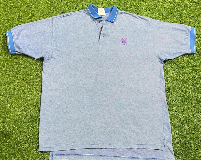 Vintage New York Mets Polo Shirt Size Xtra Large XL MLB Baseball National League Blue Orange Classic Queens Ny 1990s 90s Original
