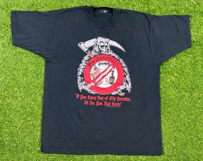 Vintage Ghost 99 My Favorites... T Shirt Tee Size Xtra Large XL Funny Saying Comical T Shirt Comedy Vices Sins Sober Weakness Drugs