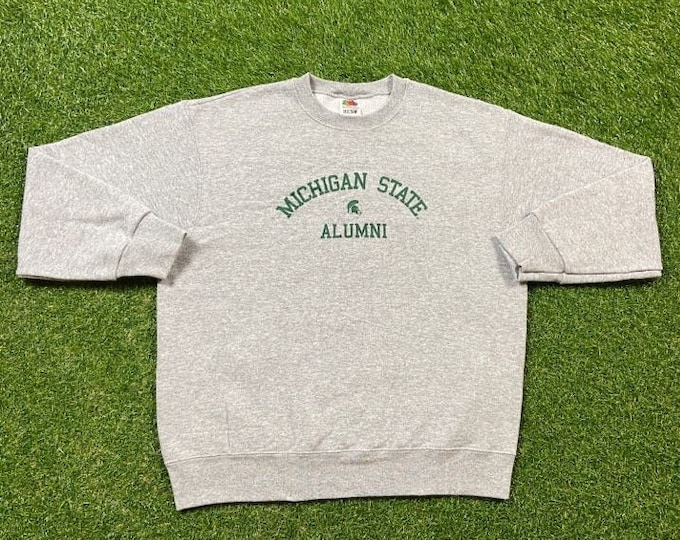 Vintage University of Michigan State Alumni Crewneck Sweatshirt Size Large L NCAA College Football Spartans Pull Over Oversized