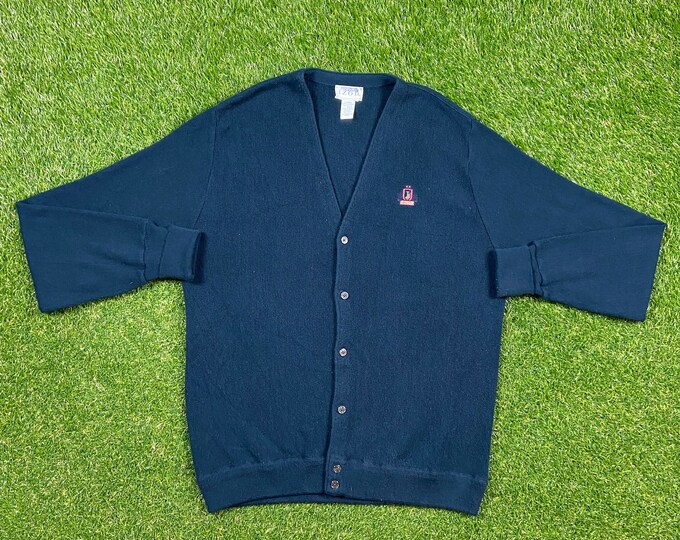 Vintage Izod Cardigan Sweater Size Xtra Large XL Blue 1980s 80s Designer Streetwear Comfy Button Down