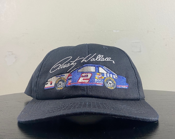 Vintage Rusty Wallace #2 Snapback Hat K Produts Made USA OSFA NASCAR Daytona 500 Racing Car 90s Classic 1990s