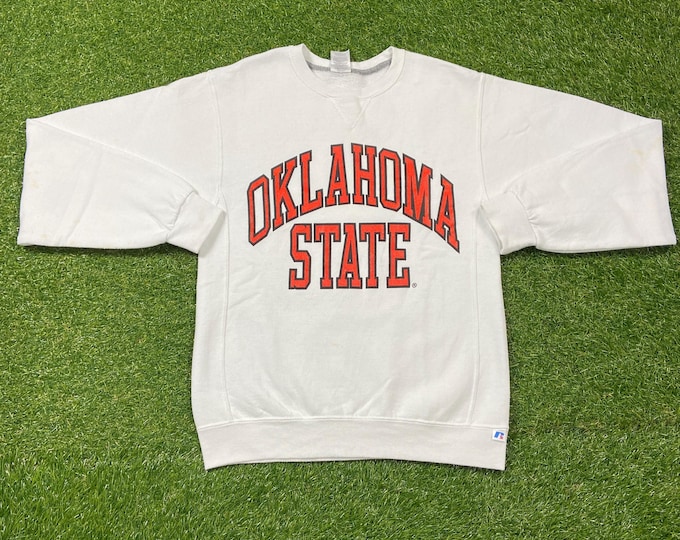 Vintage Oklahoma State University OSU Crewneck Sweatshirt Size Small S NCAA College Football 1990s 90s Pull Over Oversized