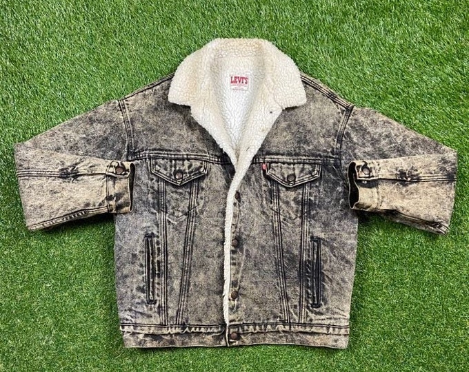 Vintage Levi's Strauss & Co Jean Jacket Made USA Size Medium M American USA Classic Blue Jean Jacket Button Down l Faux Sherpa 1980s 80s
