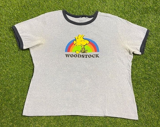 Vintage Woodstock T Shirt Tee Size Large Peanuts Charlie Brown New York 1964-1994 Music Festival Dance Peace Love Counter Culture 1990s 90s