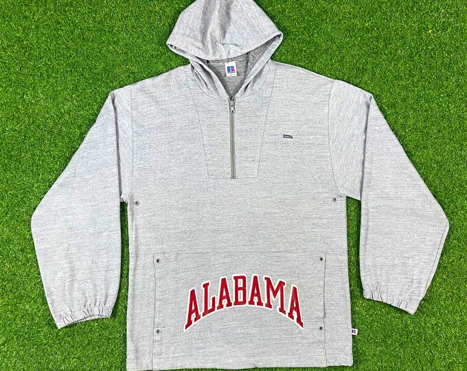 Vintage University of Alabama Crimson Tide NCAA Football Sweater Comfy Large Pull Over Hoodie Russell Athletic 1980s Tri Blend Hood Rayon