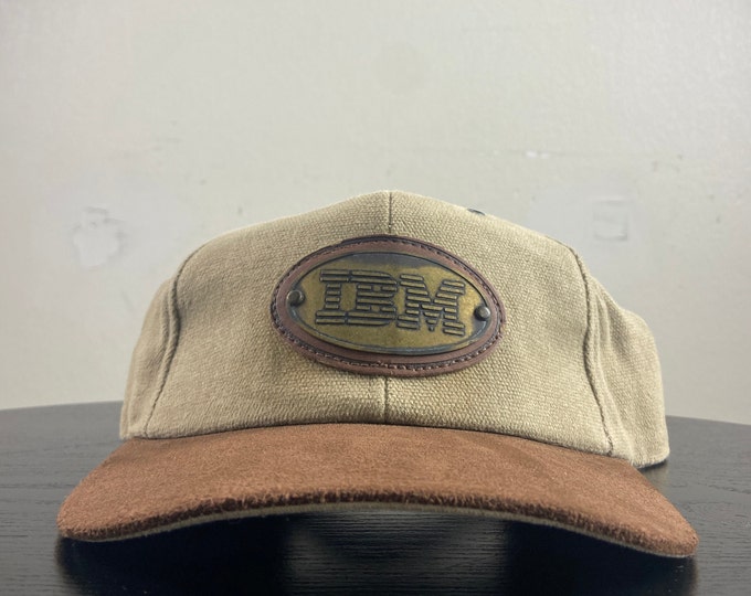 Vintage IBM Strap Back Hat K Products Made USA OSFA Intelligence Technology Computer International Business Machines 1990s 90s