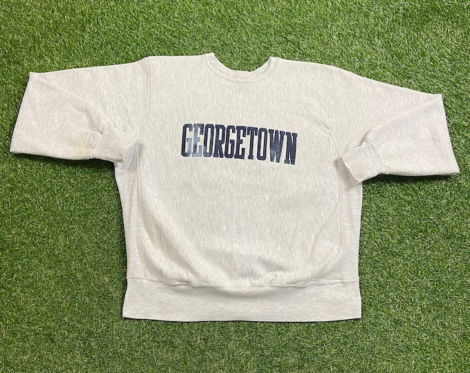 Vintage Georgetown University Hoyas Crewneck Sweatshirt Made Usa Size Xtra Large XL Washington DC NCAA College Basketball Pull Over 1990s