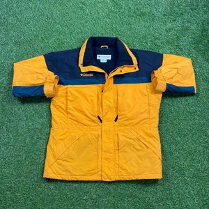 Columbia vintage jaqueta atlética de inverno tamanho grande l quente zíper jaqueta blusão capa de chuva 1990s casaco puffer inchado caminhadas casaco