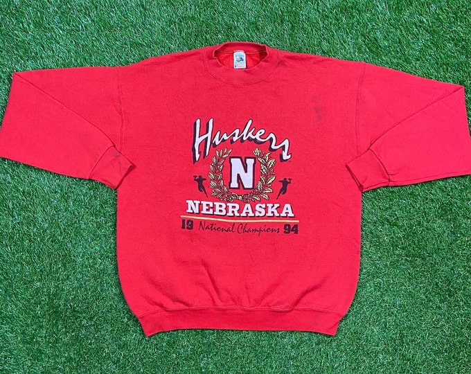Vintage University of Nebraska Cornhuskers 1994 National Champions Crewneck Sweatshirt Made USA Size Xtra Large XL NCCA College Football