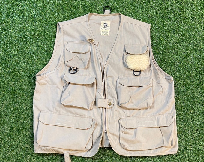 Vintage Fishing Vest Sportfisher Size Xtra Large XL Bass Pro Shops Fishing Hunting Nature 1980s 80s