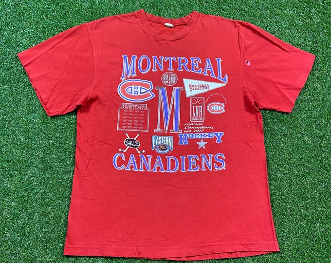 Vintage Montreal Canadiens T Shirt Tee Size Large L NHL Hockey Quebec 1990s 90s