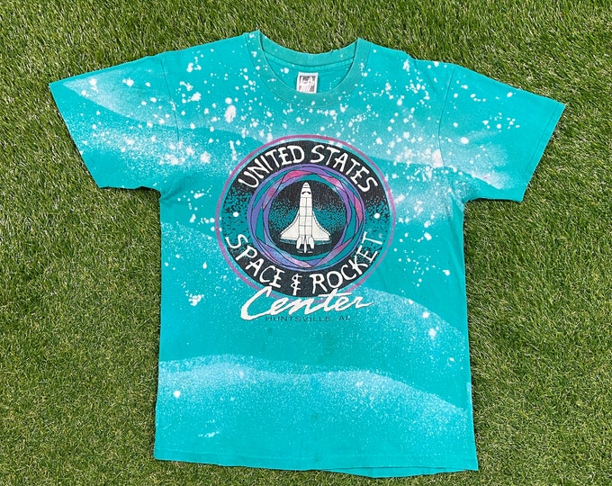 Vintage United States Space and Rocket Center T shirt Tee LA Sportswear Size Large L Huntsville Alabama Galaxy Moon Space NASA 80s Rare 90s