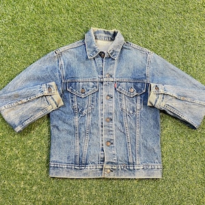 Vintage Levi&#39;s Strauss & Co Jean Jacket Made USA Size Youth Large American USA Classic Blue Jean Jacket Button Down