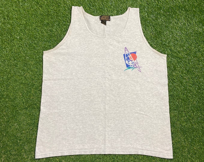 Vintage Eddie Bauer Tank Top Shirt Tee Made USA Size Large L American Clothing Apparel 1990s 90s