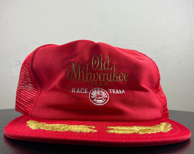 Vintage Old Milwaukee Beer Racing Team Snapback Hat Made USA OSFA NASCAR Miller Wisconsin Brewery Alcohol 1990s 90s