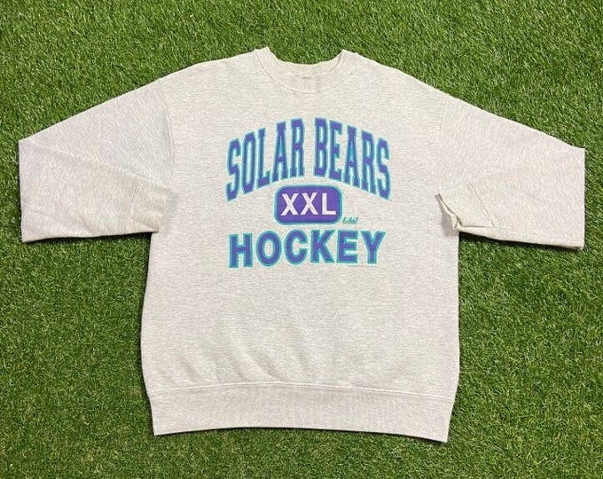 Vintage Orlando Solar Bears Crewneck Sweatshirt Made USA Size Large L NHL Hockey Florida Classic 1990s 90s Pull Over Rare