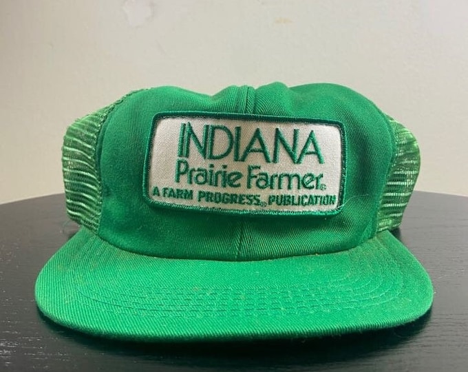 Vintage Indiana Prairie Farmer Snapback Hat Made USA OSFA America Farm Irrigation Agricultural Gardening 1980s 80s