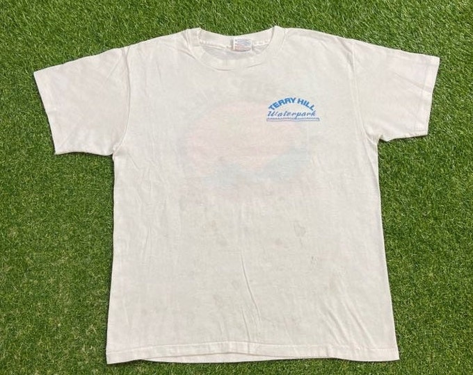 Vintage Terry Hill Waterpark T Shirt Tee Hanes Made USA Size Large L Water Slide Summer Amusement Park Breinigsville Pennsylvania 1990s 90s