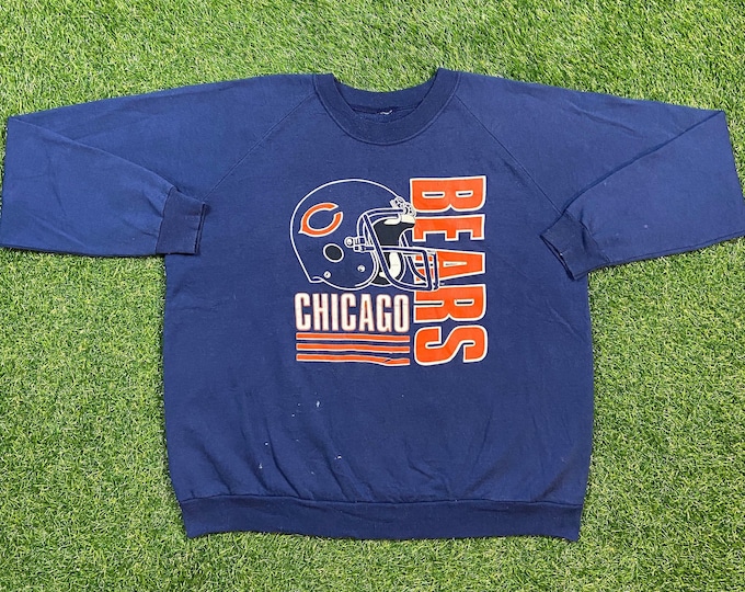 Vintage Chicago Bears Crewneck Sweatshirt Size Xtra Large XL NFL Football Illinois Pull Over Oversized 1980s 80s