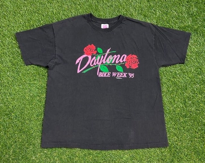 Vintage Bike Week Daytona Beach 1995 T Shirt Tee Made USA Size Large L Harley Davidson HOG 3D Eagle Motorcycle Truckers Biker 1990s 90s
