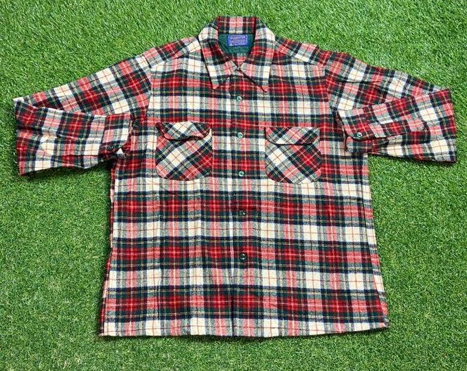 Vintage Pendleton Flannel Button Down Shirt Made USA Size Large L Outdoor Wear Work Wear Rugged Grunge 1990s 90s