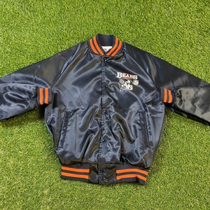 Vintage Chicago Bears Letterman Satin Jacket Chalk Line Made USA Size Small 18/20 NFL Football Illinois Bomber Varsity 1990s 90s