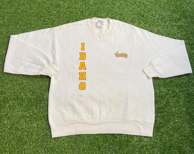 Vintage University of Idaho Crewneck Sweatshirt Made USA Size Large NCAA College Football Yellowstone National Park Pull Over Oversized 90s