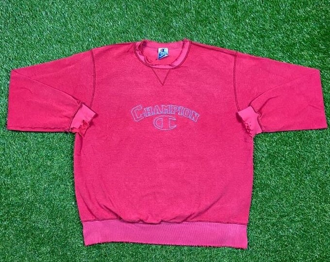 Vintage Plain Red Champion Crewneck Sweatshirt Size Xtra Large XL Quality 1990's Oversized Great Fit Original 90s Pull Over Inside Out