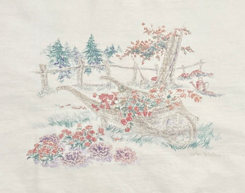 Vintage Garden Crewneck Sweatshirt Size Small S Floral Natural