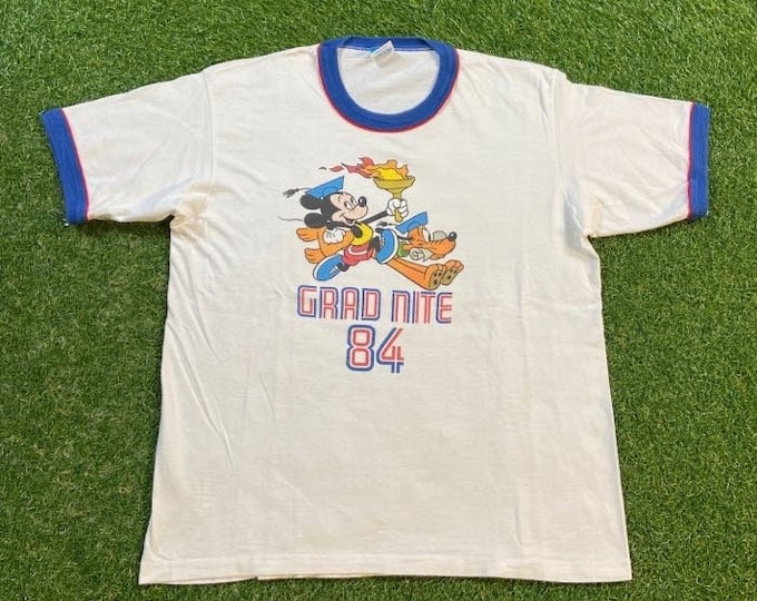 Vintage Mickey Mouse Grad Nite 84 T Shirt Tee Made USA Size Xtra Large XL Walt Disney World WDW Classic Magic Kingdom 1990s 90s