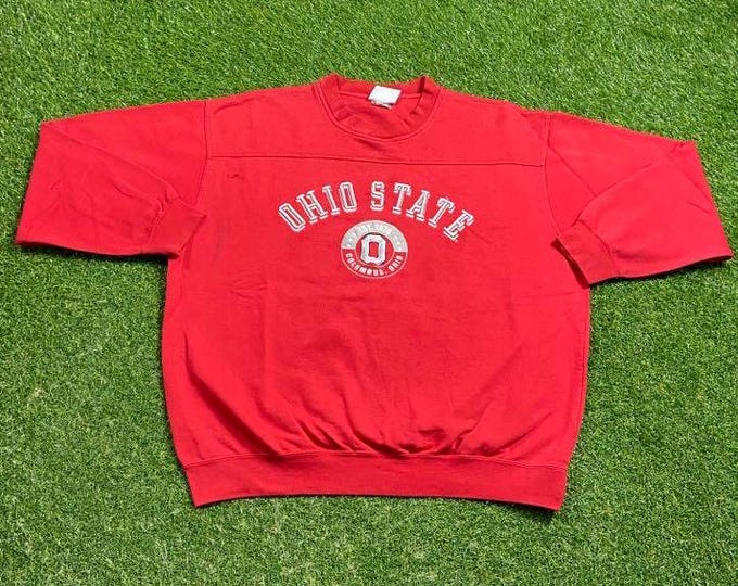 Vintage Ohio State University Sweatshirt Size Xtra Large XL Cleveland NCAA College Football Basketball OSU Pull Over Oversized 1990s 90s