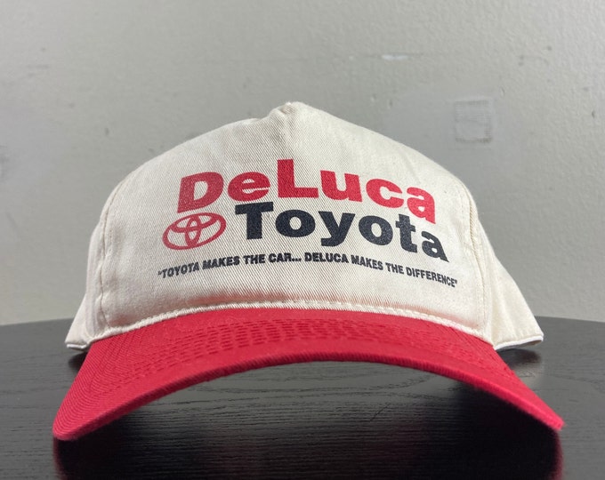 Vintage Toyota DeLuca Snapback Hat OSFA Classic Car Speedway NASCAR Motorsports Dealership 1990s 90s