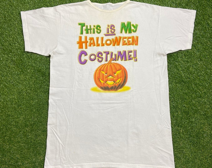 Vintage Halloween T Shirt Tee Size Xtra Large XL Jack o Latern Haunted House Trick or Treat Oct 31 Spooky Candy 1990s 90s