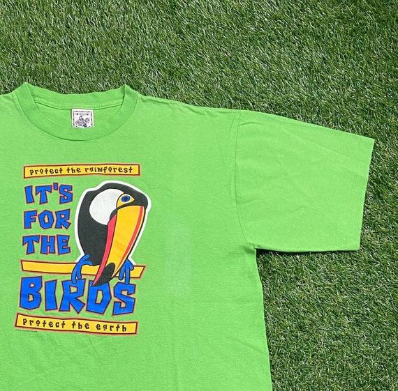 Vintage It's For the Birds T Shirt Tee Made USA Size XL Protect the Rainforest Protect the Planet Earth Day Green Pollution 1990s 90s View 2