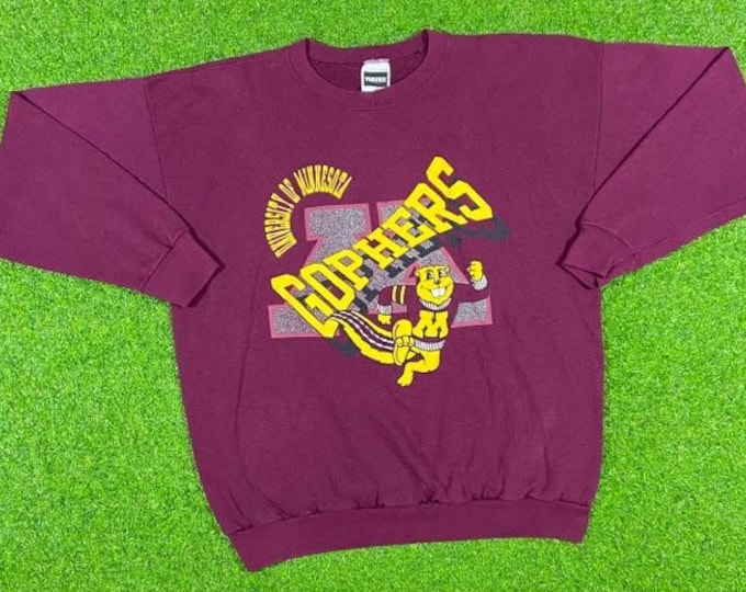 Vintage University of Minnesota Golden Gophers Crewneck Sweatshirt Tultex Made USA XXL 2XL 1980's NCAA Football 90s 80's Rare