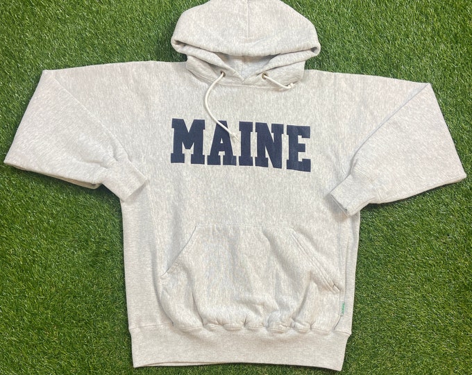 Vintage University of Maine Hoodie Sweatshirt Kellsport Made USA Size Medium M The Cotton Exchange New England Pull Over 1990s 90s