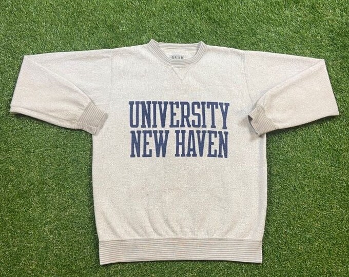 Vintage University of New Haven Reversible Crewneck Sweatshirt Gear For Sports Size Large L Orange Connecticut UCONN Pull Over Oversized