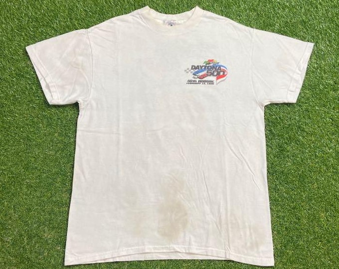 Vintage Daytona 500 T Shirt Tee Size Large L NASCAR Sport Racing Motor Sports Dale Earnhardt 1990s 90s