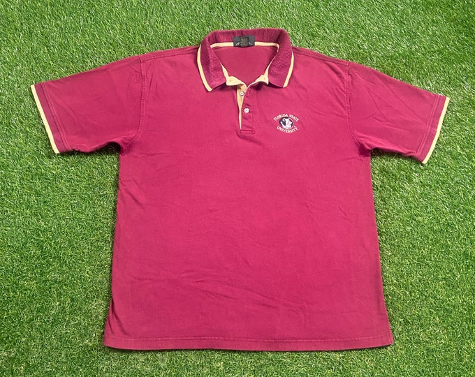 Vintage Florida State University Seminoles Polo Shirt Size Large L NCAA College Football FSU Tallahassee 1990s 90s
