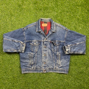 Vintage Levi&#39;s Strauss & Co Jean Jacket Size Xtra Large XL American USA Classic Blue Jean Jacket Button Down Blanket Lined 1980s Faded